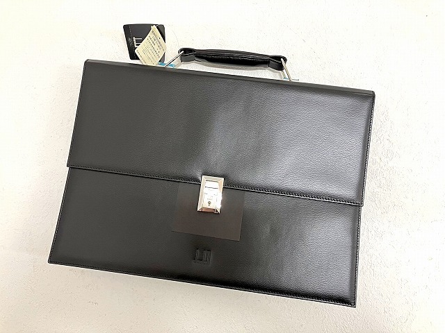 ダンヒル dunhill 牛革レザー ビジネスバッグ ブリーフケース 黒 フランス製 ブラック 書類かばん 鞄 メンズ拍卖