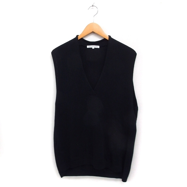 23区 オンワード樫山 ニット ベスト Vネック 無地 コットン 綿 38 ブラック 黒 /FT47 レディース拍卖