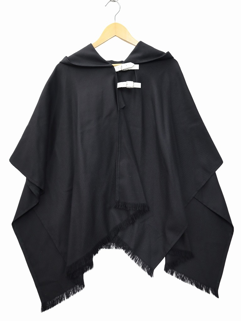 オニール オブ ダブリン O'NEIL OF DUBLIN ウール レザーベルト フーディー ケープ ポンチョ F BLACK(ブラック) 春秋冬 レディース拍卖