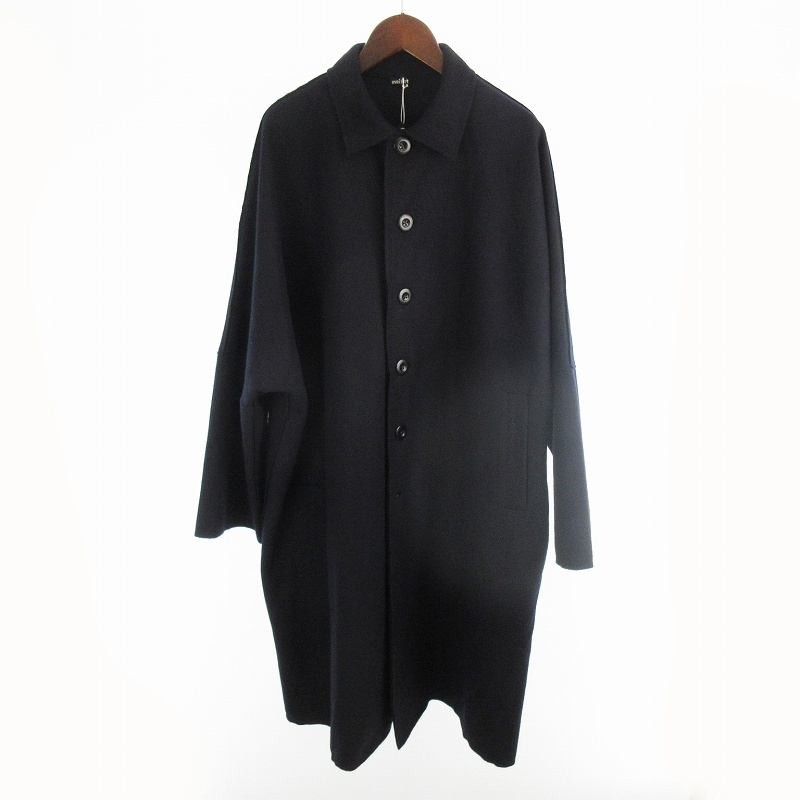 未使用品 24AW maillot / マイヨ mature melton lots coat ステンカラーコート ロング MAO-22251 紺 ネイビー ウール 0 アウター メンズ拍卖
