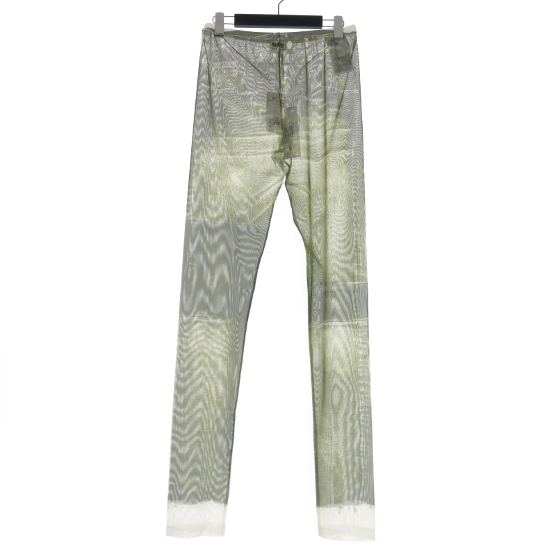 未使用品 エムエムシックス メゾンマルジェラ MM6 Maison Margiela 22AW 転写プリント レギンスパンツ タイツ M カーキ 緑 S52KA0371 国内拍卖