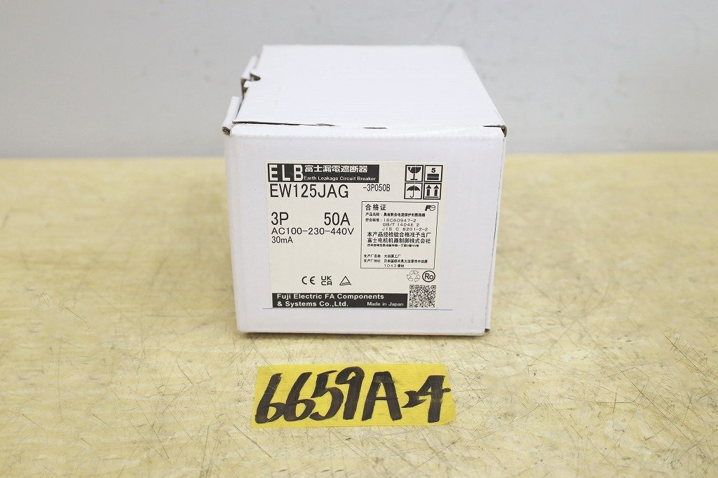 6659A24 未使用 開封済 Fuji 富士電機 ブレーカー EW125JAG 3P 50A 漏電遮断器拍卖