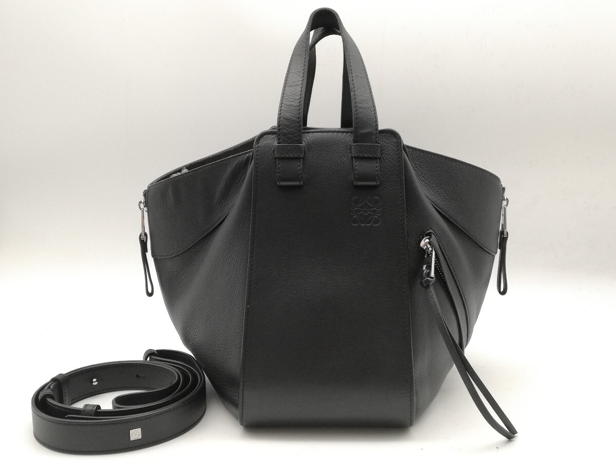 LOEWE ハンモック スモール ハンドバッグ 2way アナグラム ブラック レザー ショルダーバッグ 黒 バッグ ロエベ 送料無料拍卖