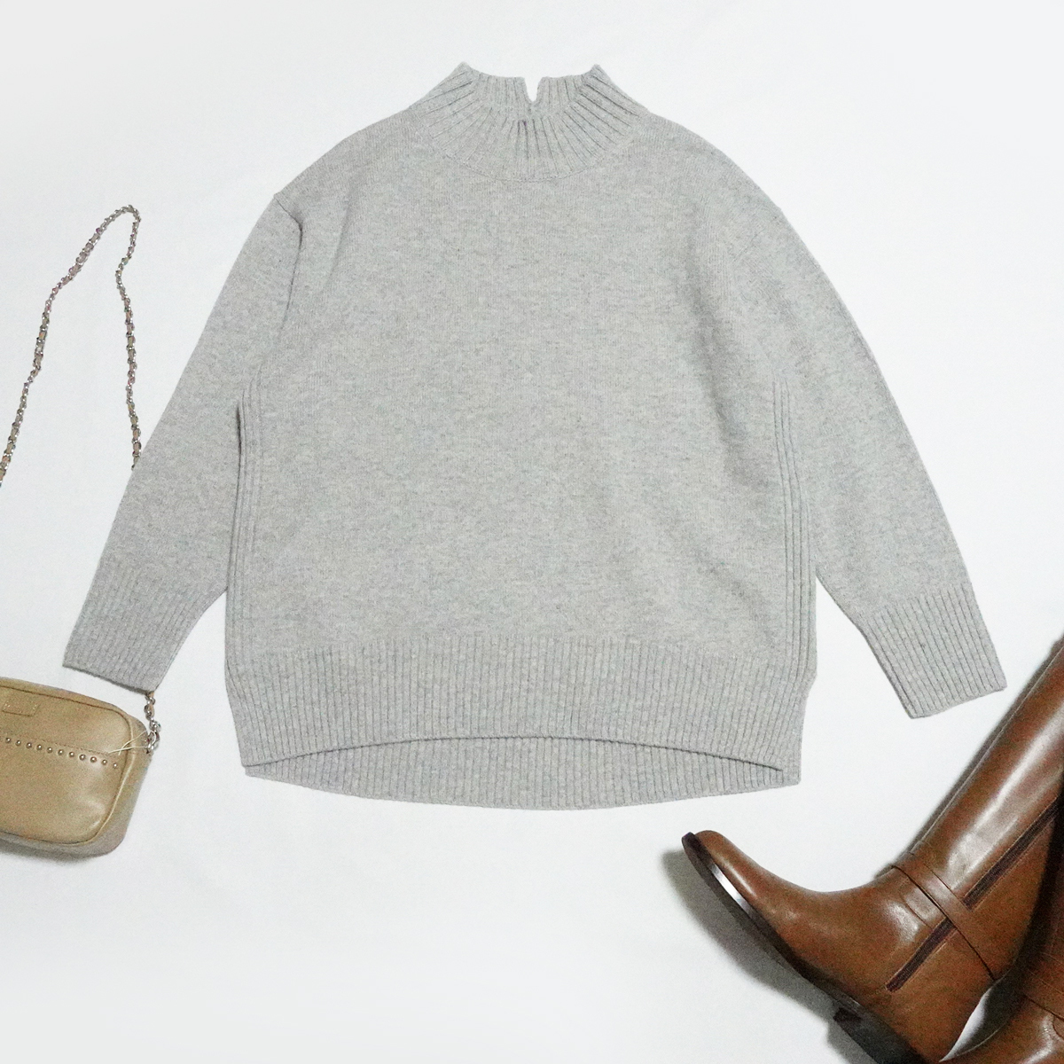 23区大きいサイズ44松島花さん着PAPIFABIO社【洗える】カシミヤブレンドハイネックニット拍卖