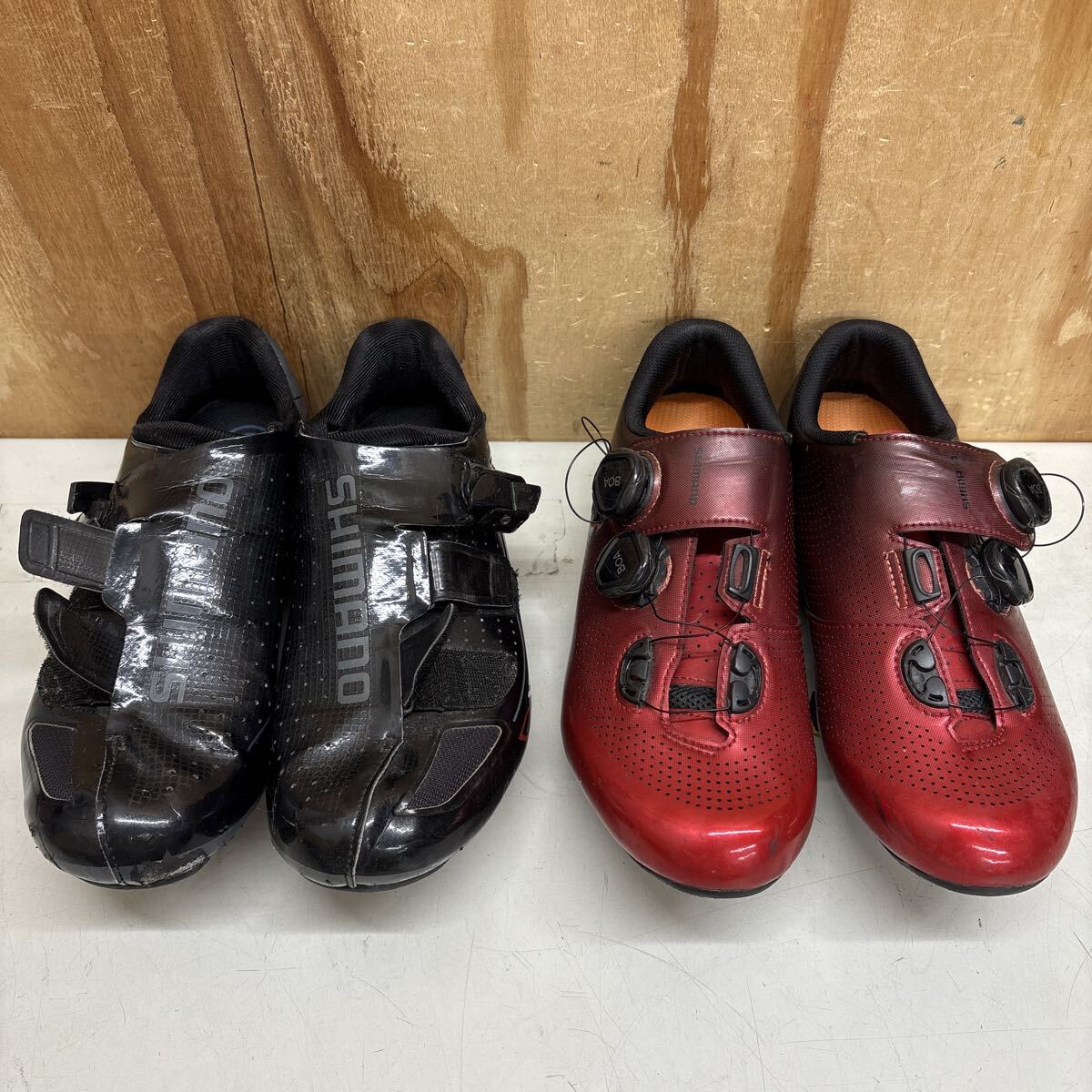 SHIMANO シマノ ビンディングシューズ 黒 赤 26.2cm 2点 まとめて拍卖