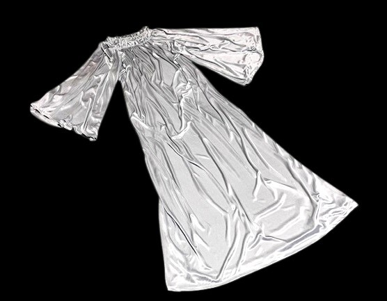 光沢 シルバー 超とろみ感 表も裏もトロトロ つるつる ストレッチ ワンピース 大きいサイズ XXLサイズ コスプレ フェチ拍卖