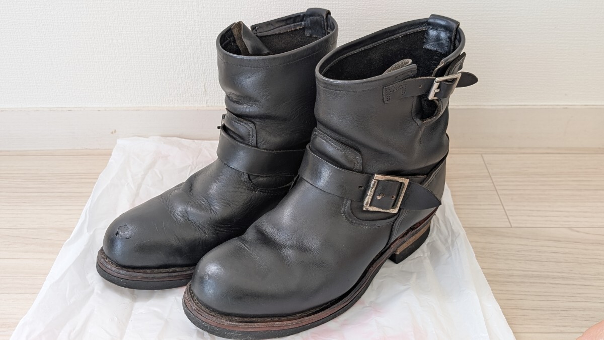■□希少/廃盤品□■レッドウィング ショートエンジニアブーツ 黒 サイズ:8D (26.5㌢) ※REDWING ※エンジニアブーツ拍卖