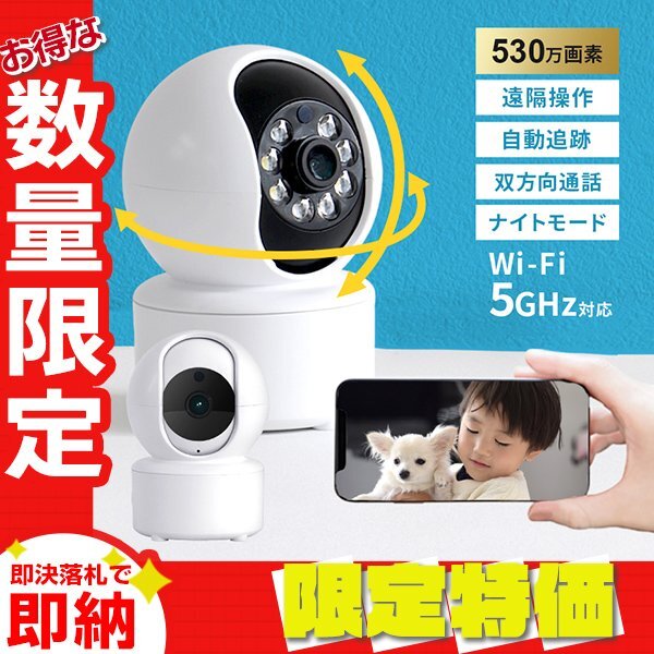 【限定セール】一年保証 防犯カメラ 5GHz対応 見守り ペットカメラ 家庭用 ベビーモニター 530万画素 1080p 自動追跡 スマホ wifi 遠隔操作拍卖