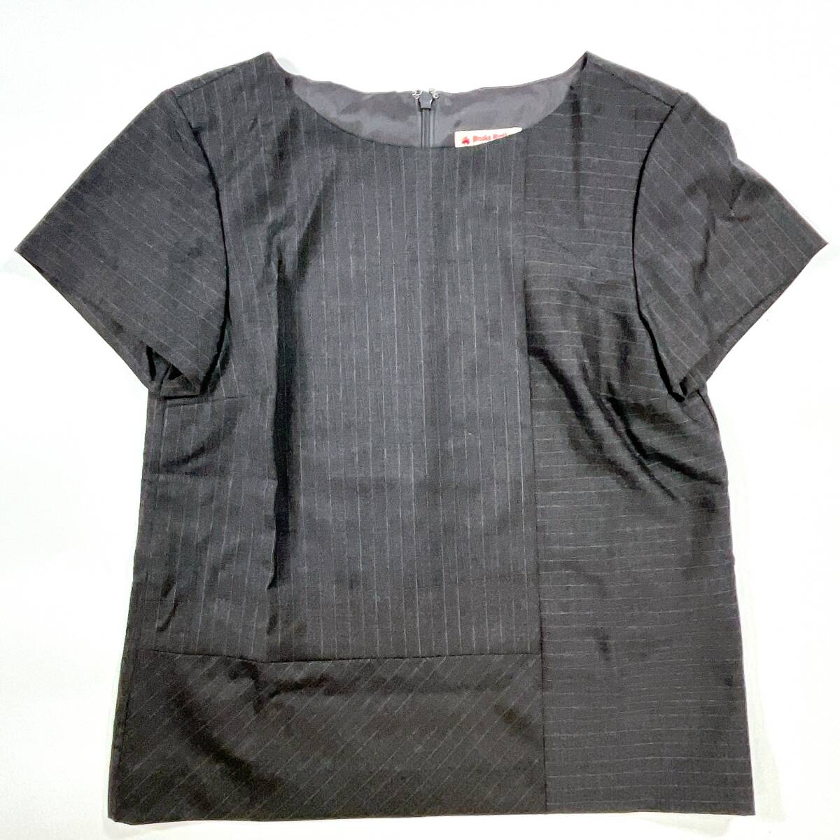 BROOKS BROTHERS ブルックスブラザーズ レディース 半袖 トップス グレー ストライプ スーツ風 2 S 通勤 オフィスコーデにも ☆1227y拍卖