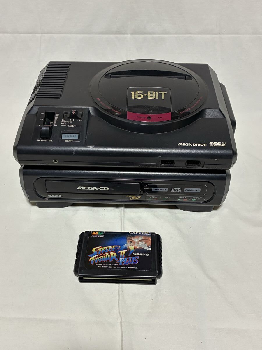 SEGA メガドライブ MEGA DRIVE MEGA-CD セガ HAA-2910 ストリートファイター2プラス 16-BIT メガCD 通電確認済拍卖