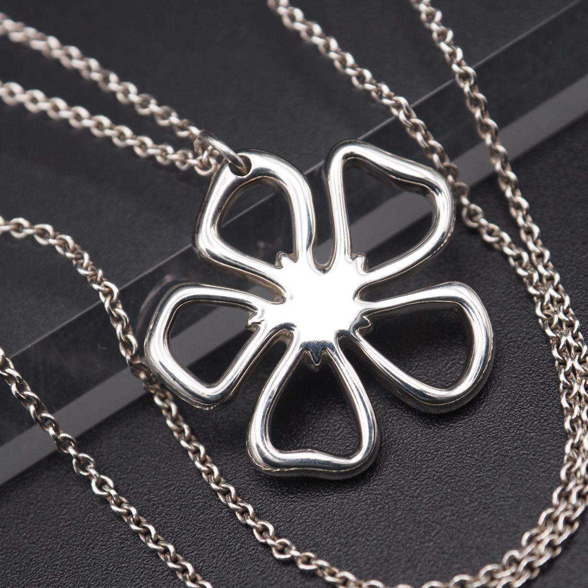 Y953 1円 ティファニー 925刻印 フラワー デザイン シルバー ペンダント ネックレス Tiffany&Co拍卖