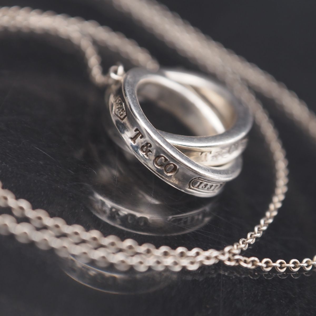 Y956 1円 ティファニー 1837 AG925刻印 インターロッキング サークル デザイン シルバー ペンダント ネックレス Tiffany&Co拍卖