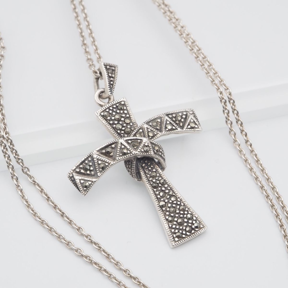 H655 マーカサイト マルカジット 925刻印 ペンダント ネックレス デザイン シルバー ヴィンテージ拍卖