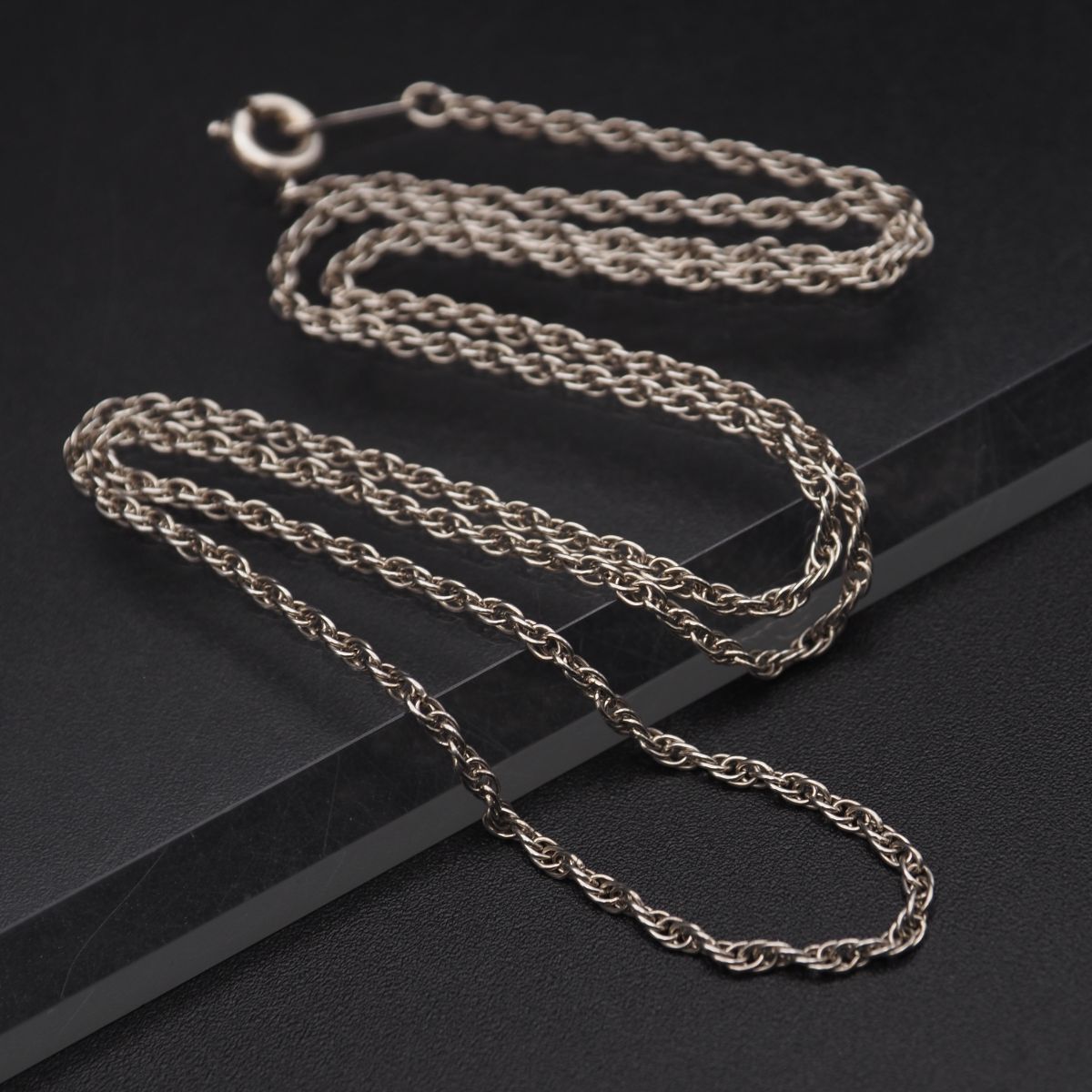 H614 ヴィンテージ STERLING SILVER刻印 ネックレス スクリューチェーン デザイン シルバー拍卖