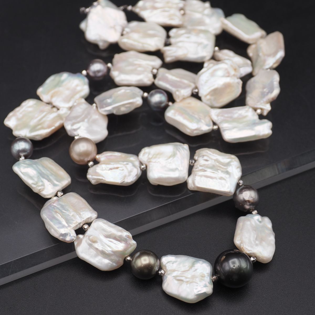 H260 黒蝶真珠 バロックパール SILVER925 PAT刻印 ネックレス 大ぶり デザイン シルバー 6月誕生石拍卖