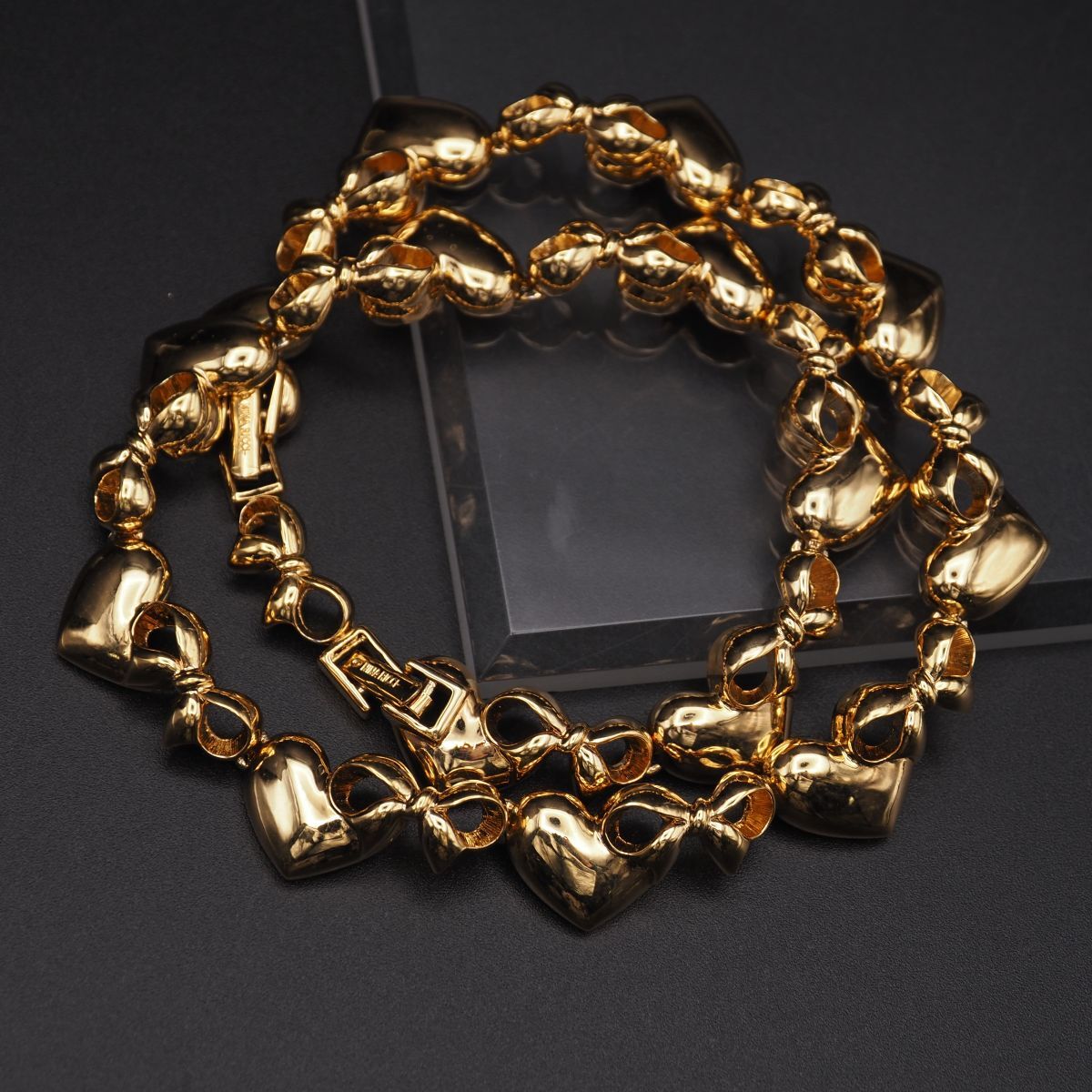 H333 NINA RICH ニナリッチ ネックレス ハート リボン ゴールド デザイン コスチュームジュエリー拍卖