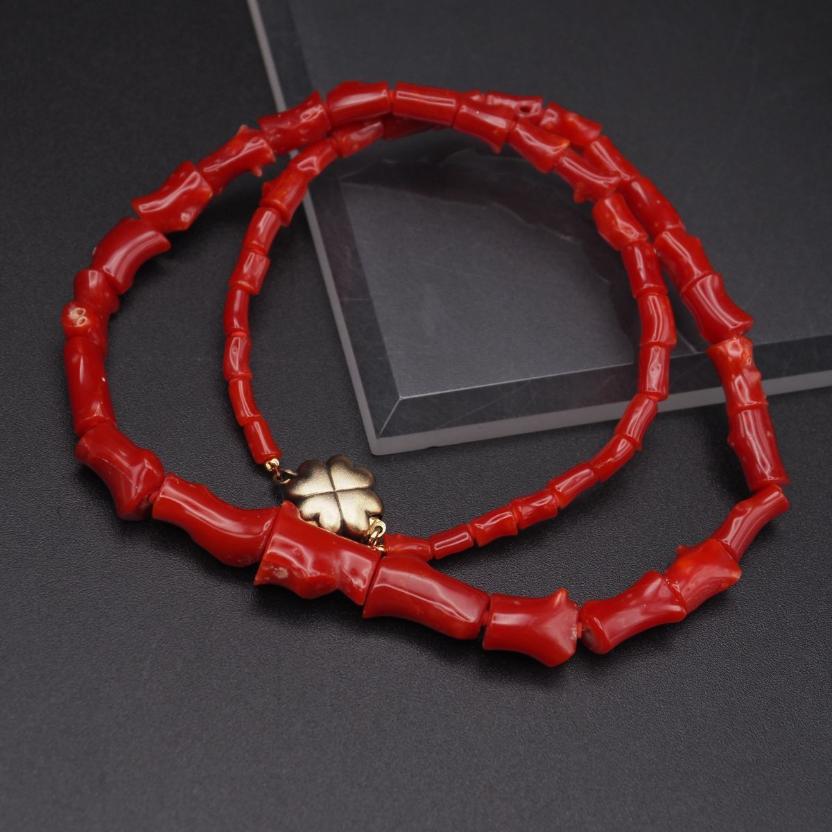 H303 赤珊瑚 サンゴ PAT SV刻印 ネックレス ゴールド デザイン 3月誕生石拍卖