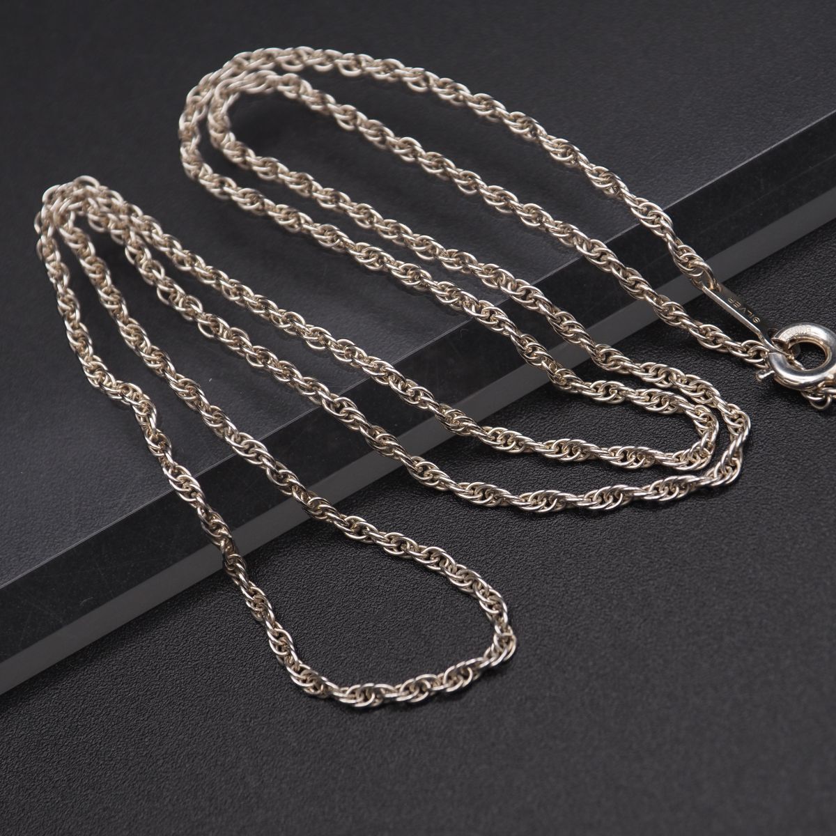 H651 ヴィンテージ STERLING SILVER刻印 ネックレス スクリューチェーン デザイン シルバー拍卖