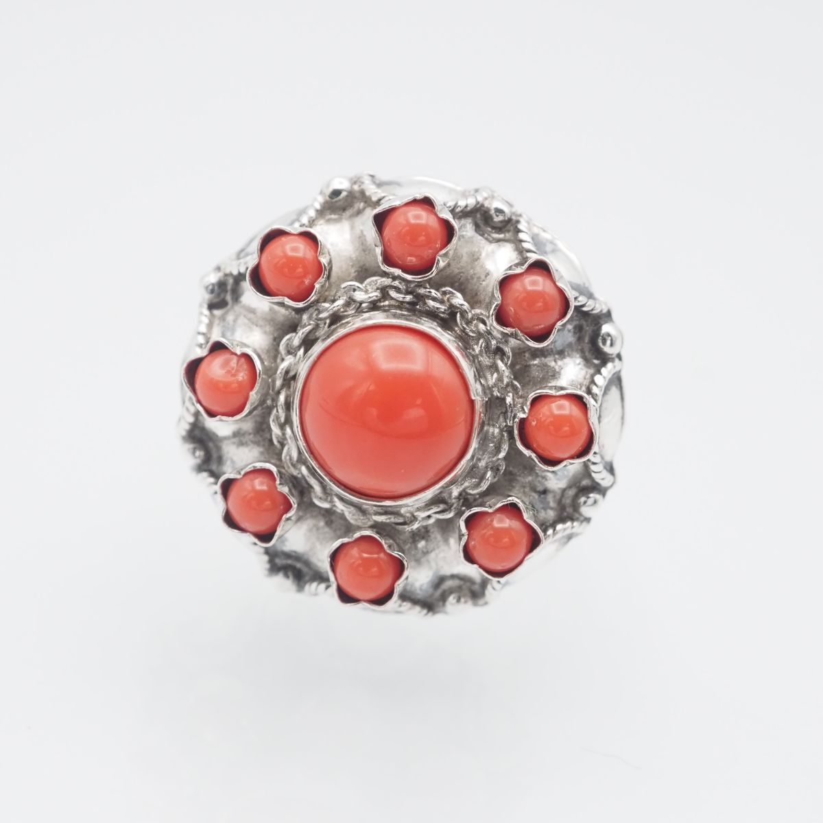 H725 カラーストーン風 ホールマーク刻印 リング デザイン シルバー 指輪 ヴィンテージ 8号拍卖