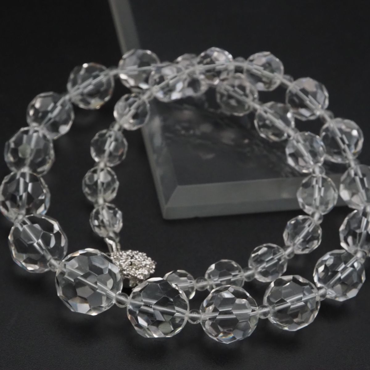 H317 水晶 SILVER刻印 ネックレス ミラーボールカット デザイン シルバー拍卖