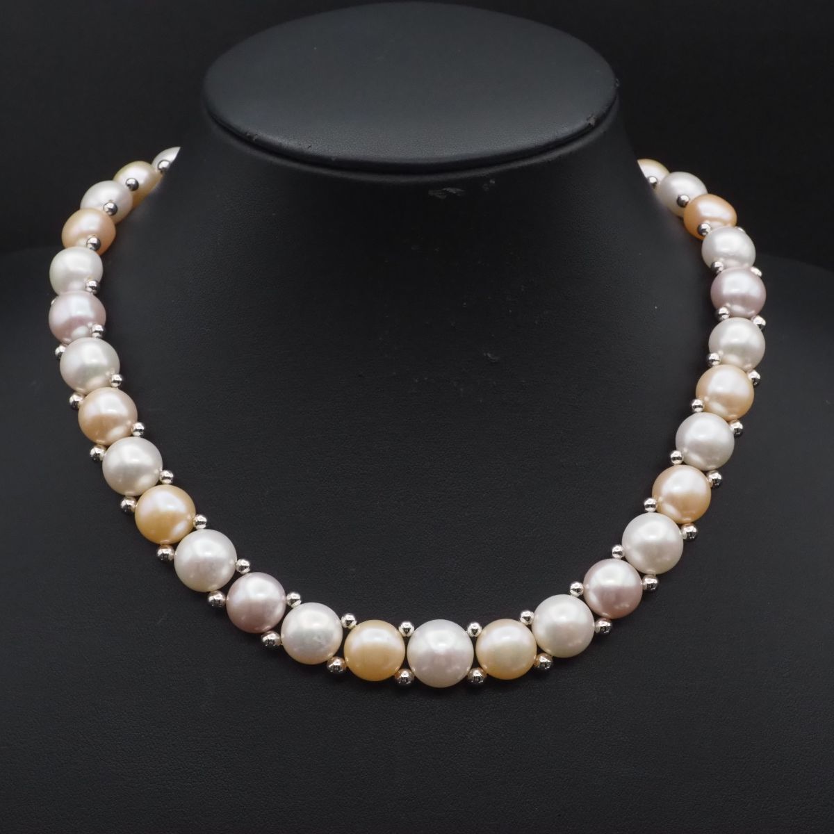 H256 淡水真珠 パール JanJan刻印 ネックレス マルチカラー デザイン シルバー 6月誕生石拍卖