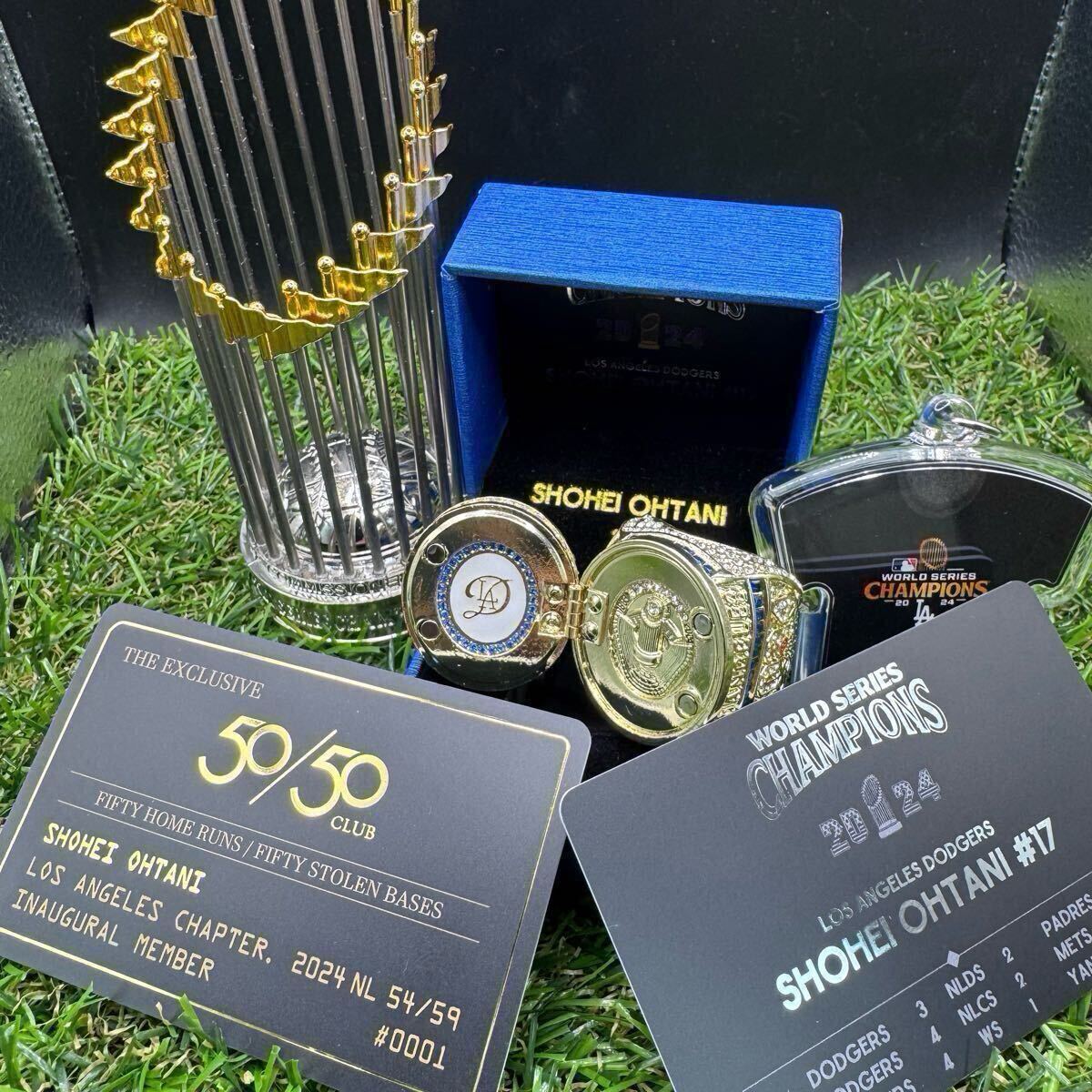 非売品 ドジャース 大谷翔平 2024ワールドチャンピオンセミオーセンティックリング 特製ケース ミニトロフィー キーホルダー カードセット拍卖