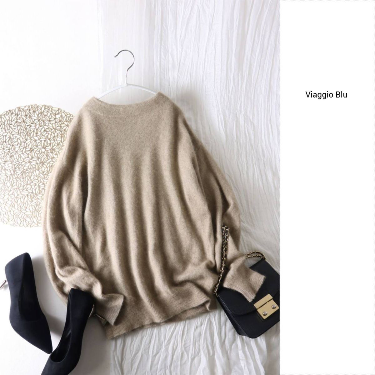 3.1万☆ビアッジョブルー Viaggio Blu☆ボトルネック ラメプルオーバーニット 2サイズ☆M-B 5698拍卖