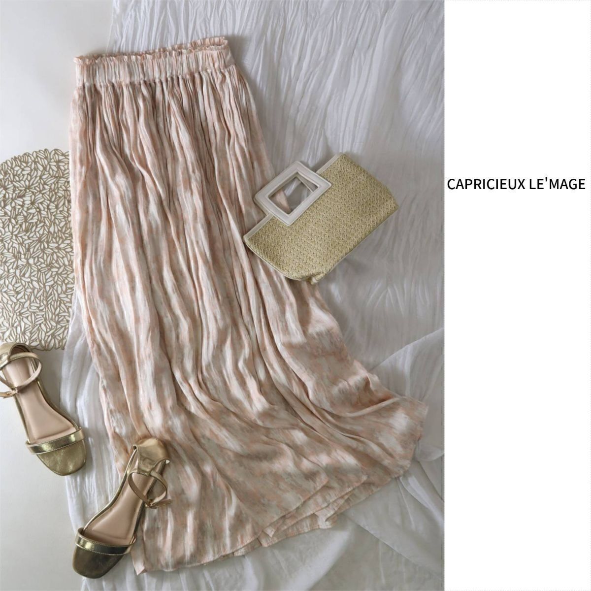 1.2万☆カプリシュレマージュ CAPRICIEUX LE'MAGE☆マーブルとろみプリーツスカート Fサイズ☆M-S 3777拍卖