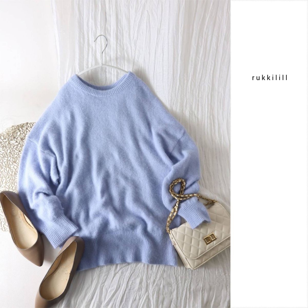 ルッキリル rukkilill☆クルーネック アンゴラニット Fサイズ☆M-B 5806拍卖