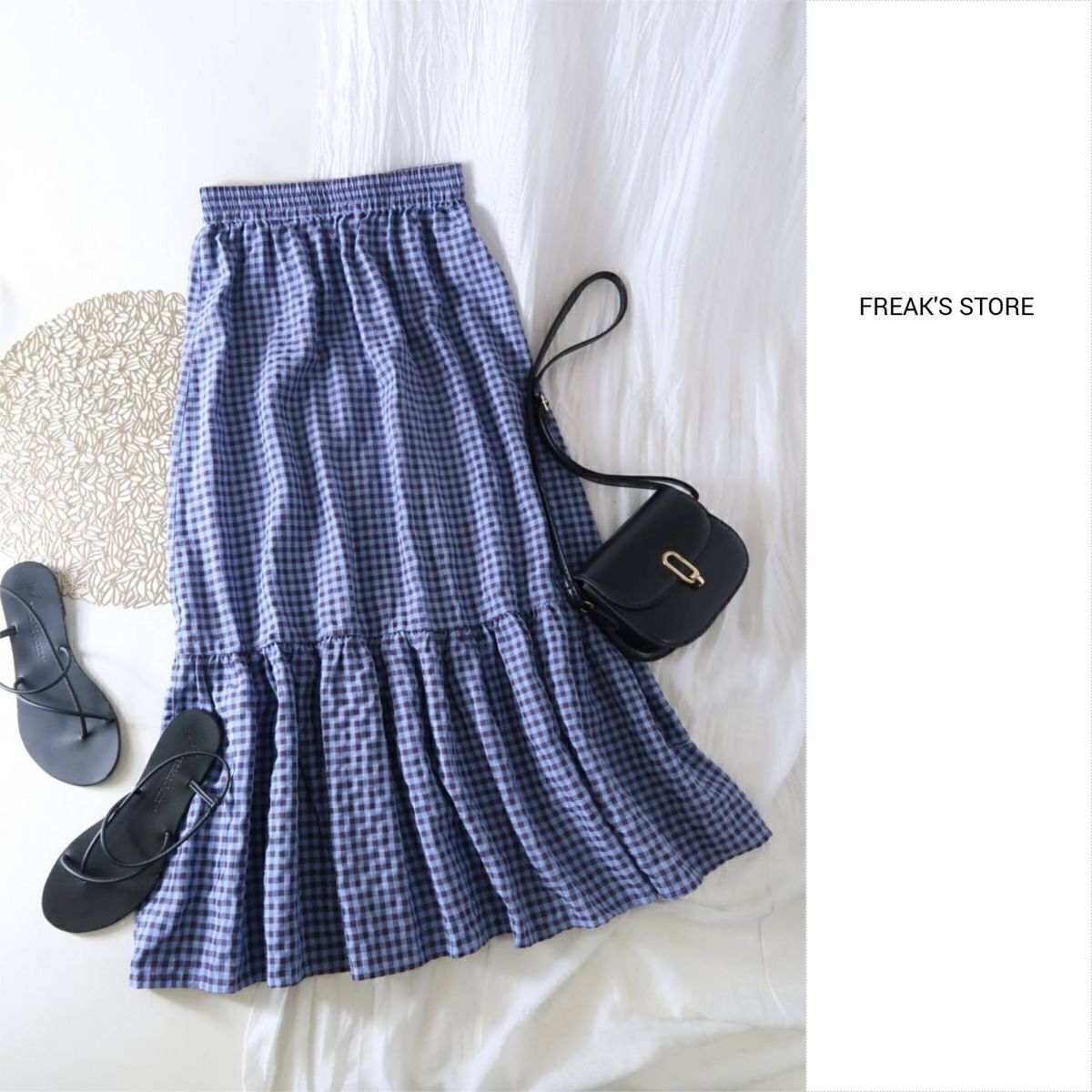 2023年☆フリークスストア FREAK'S STORE☆洗える ウエストゴム カラーギンガムティアードスカート Fサイズ☆M-B 4739拍卖