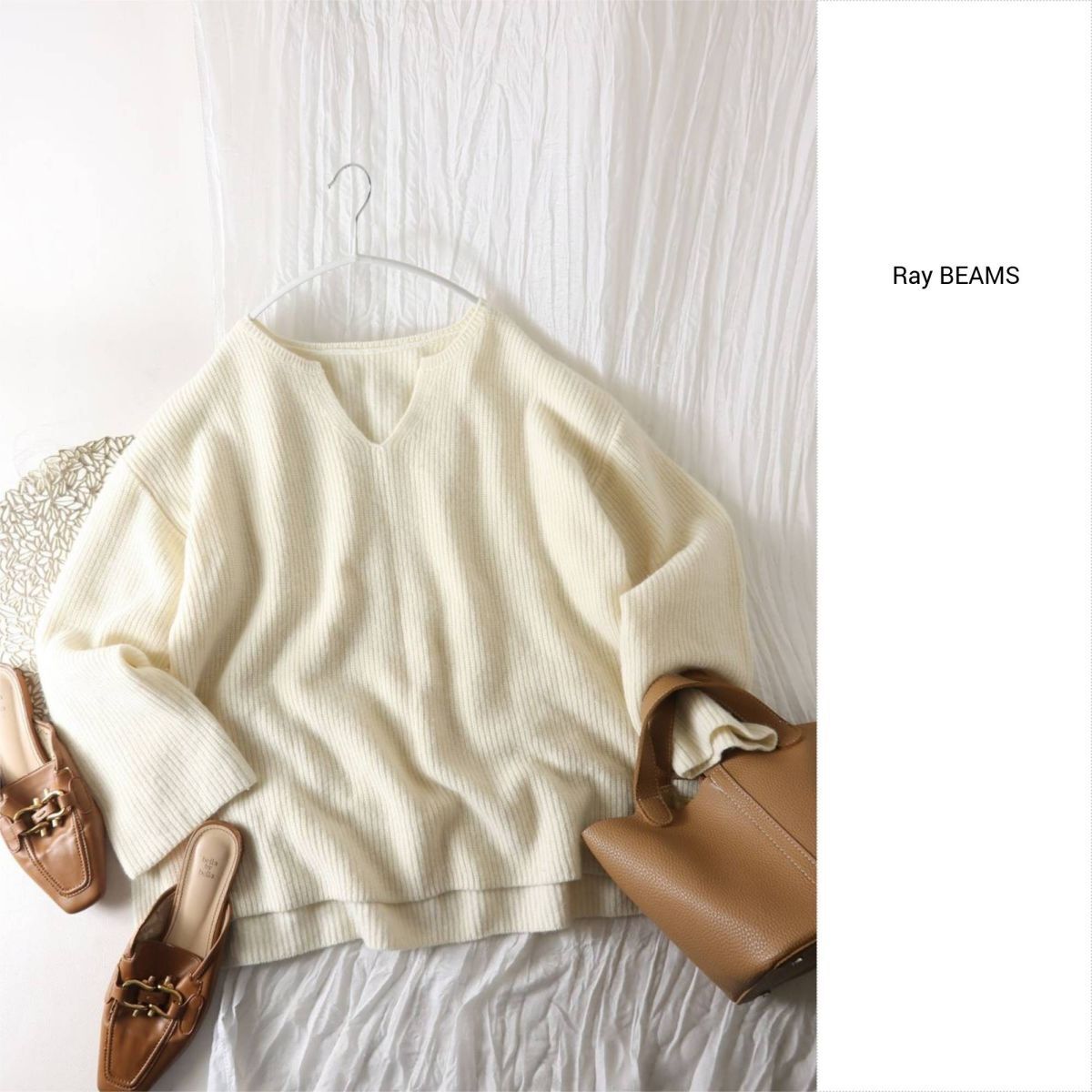 1.1万☆ビームス Ray BEAMS☆ウール混 アゼアミ キーネック プルオーバー☆E-M 5804拍卖