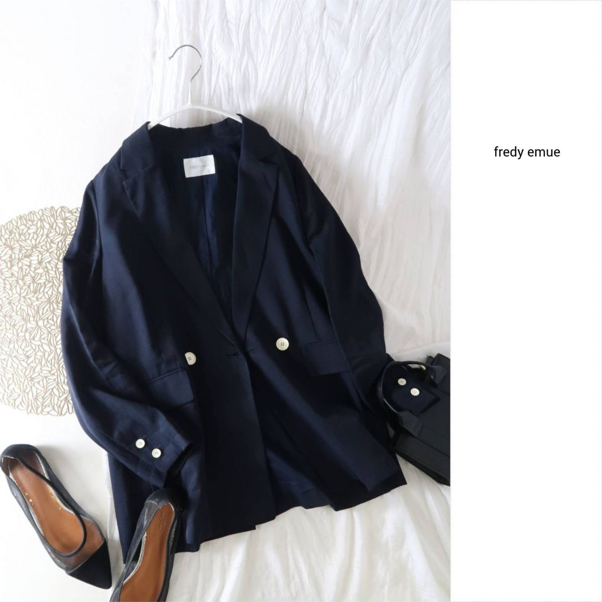 ノーリーズ fredy emue☆ダブルブレストジャケット 38サイズ☆R-O 5794拍卖