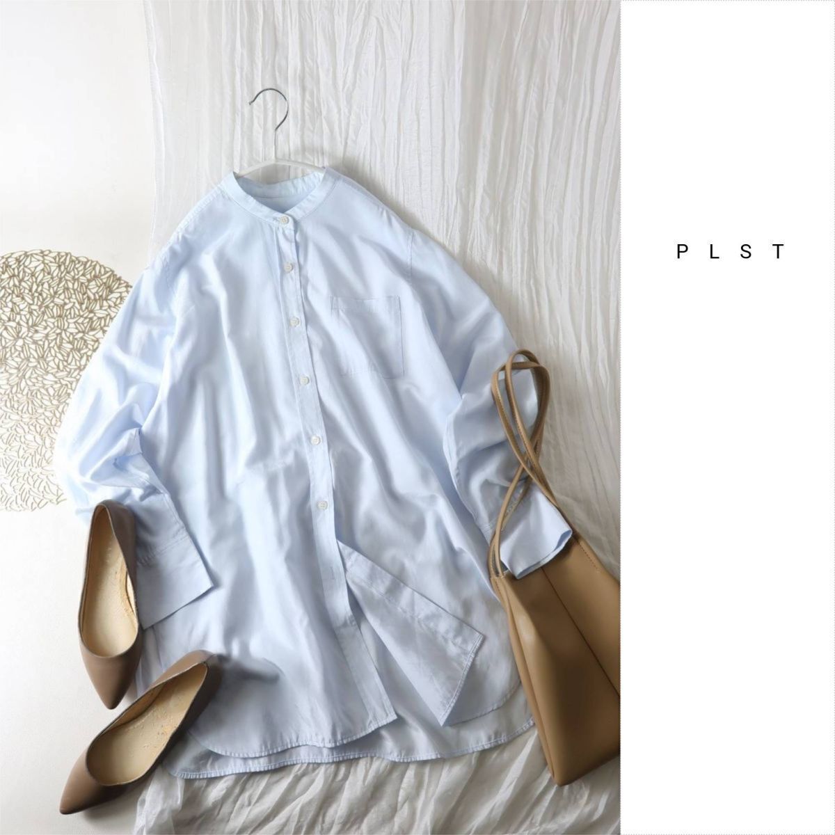 プラステ PLST☆洗える バンドカラーシャツ Mサイズ☆A-O 5500拍卖