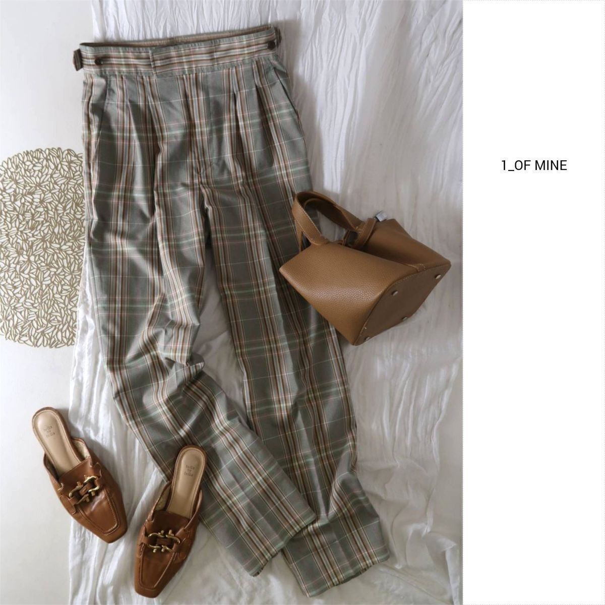 ユナイテッドアローズ/ワンオブマイン 1_OF MINE☆洗える 2タック テーパード パンツ チェック☆M-S 4890拍卖