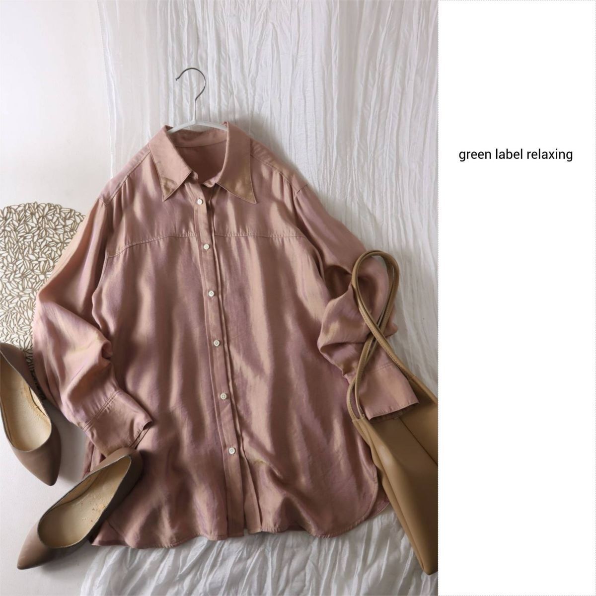ユナイテッドアローズ/green label relaxing☆洗える ロングポイント ドレープシャツ☆R-O 5759拍卖