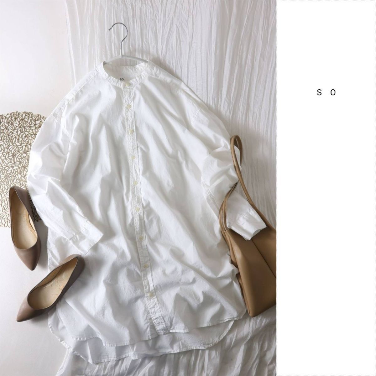 エスオー SO☆洗える 綿100% スタンドシャツチュニック Fサイズ☆A-O 5747拍卖