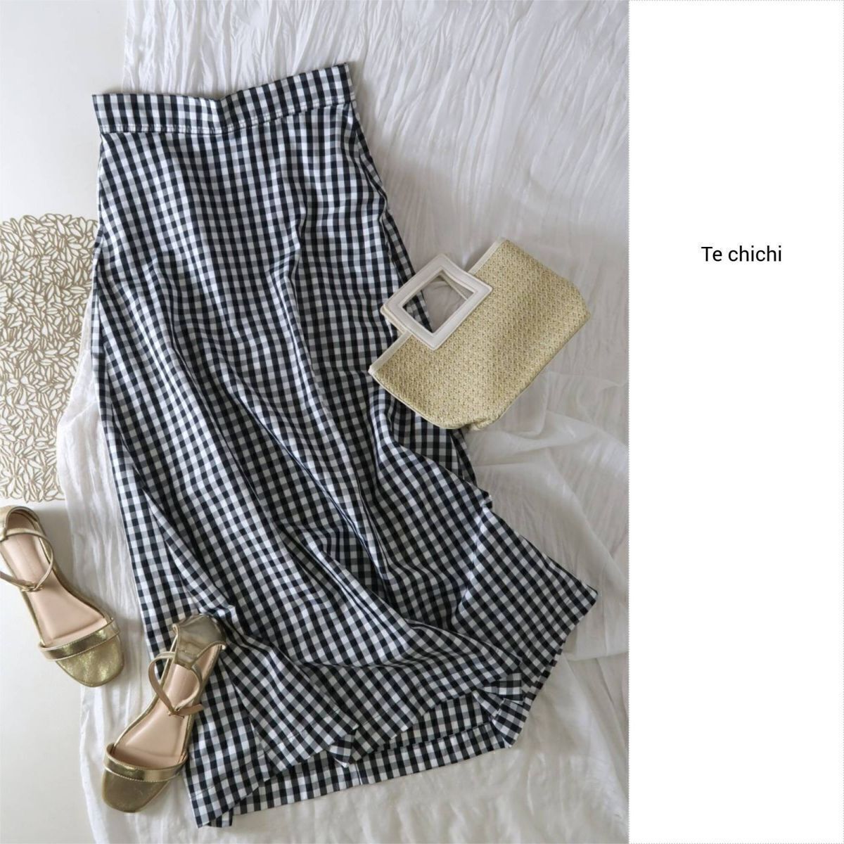 テチチ Te chichi☆洗える ギンガムマキシフレアスカート Sサイズ☆E-M 4776拍卖