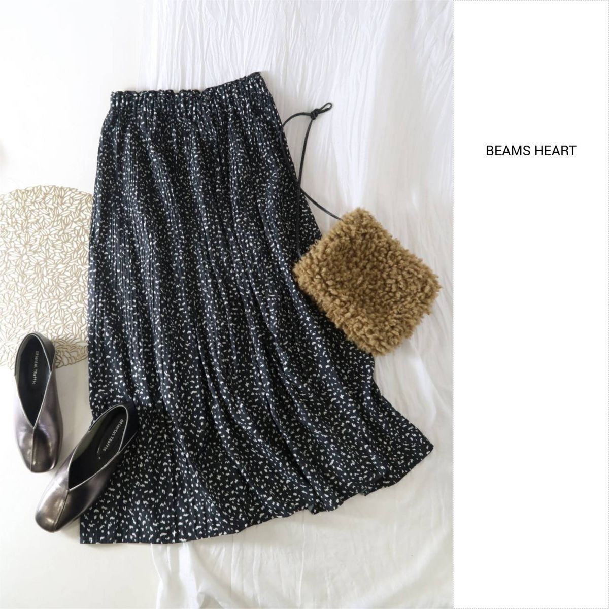 ビームス BEAMS☆洗える 変形ドットプリーツスカート☆M-S 5523拍卖