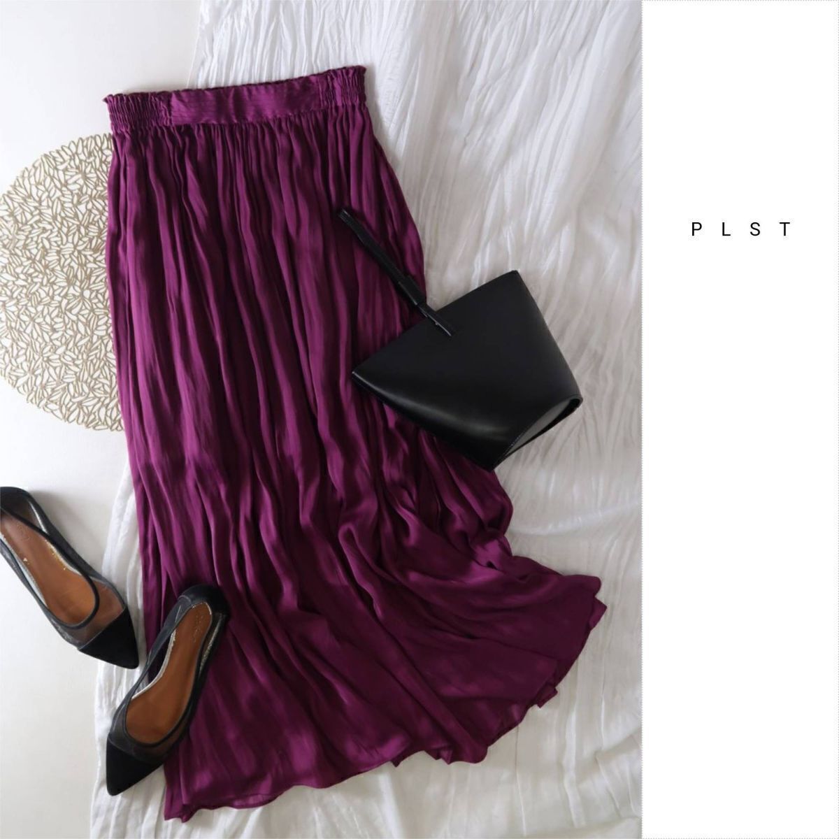 プラステ PLST☆洗える エアリーサテンマキシスカート Sサイズ☆M-S 4888拍卖