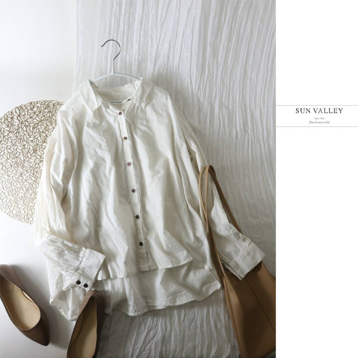 サンバレー SUN VALLEY☆洗える 綿100% フロッキードット シャツ Mサイズ☆A-O 1901拍卖