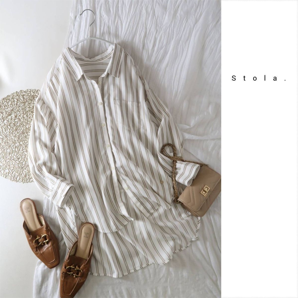 ストラ Stola.☆洗える ストライプ シャツ 36サイズ☆M-B 5308拍卖