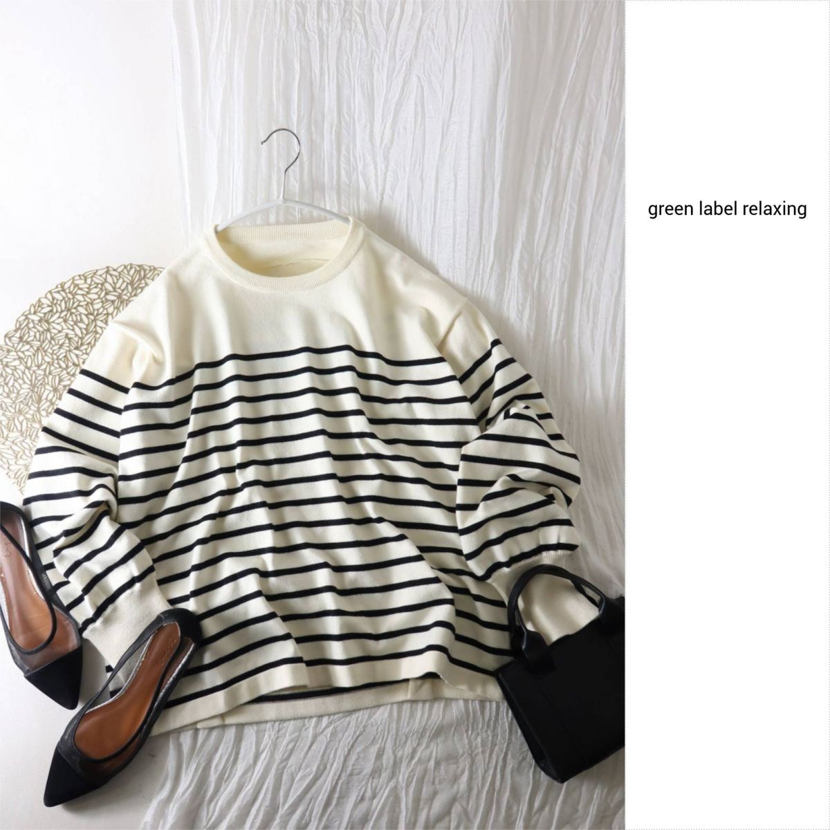 ユナイテッドアローズ/green label relaxing☆洗える フォルム ニット ボーダープルオーバー☆A-O 5936拍卖