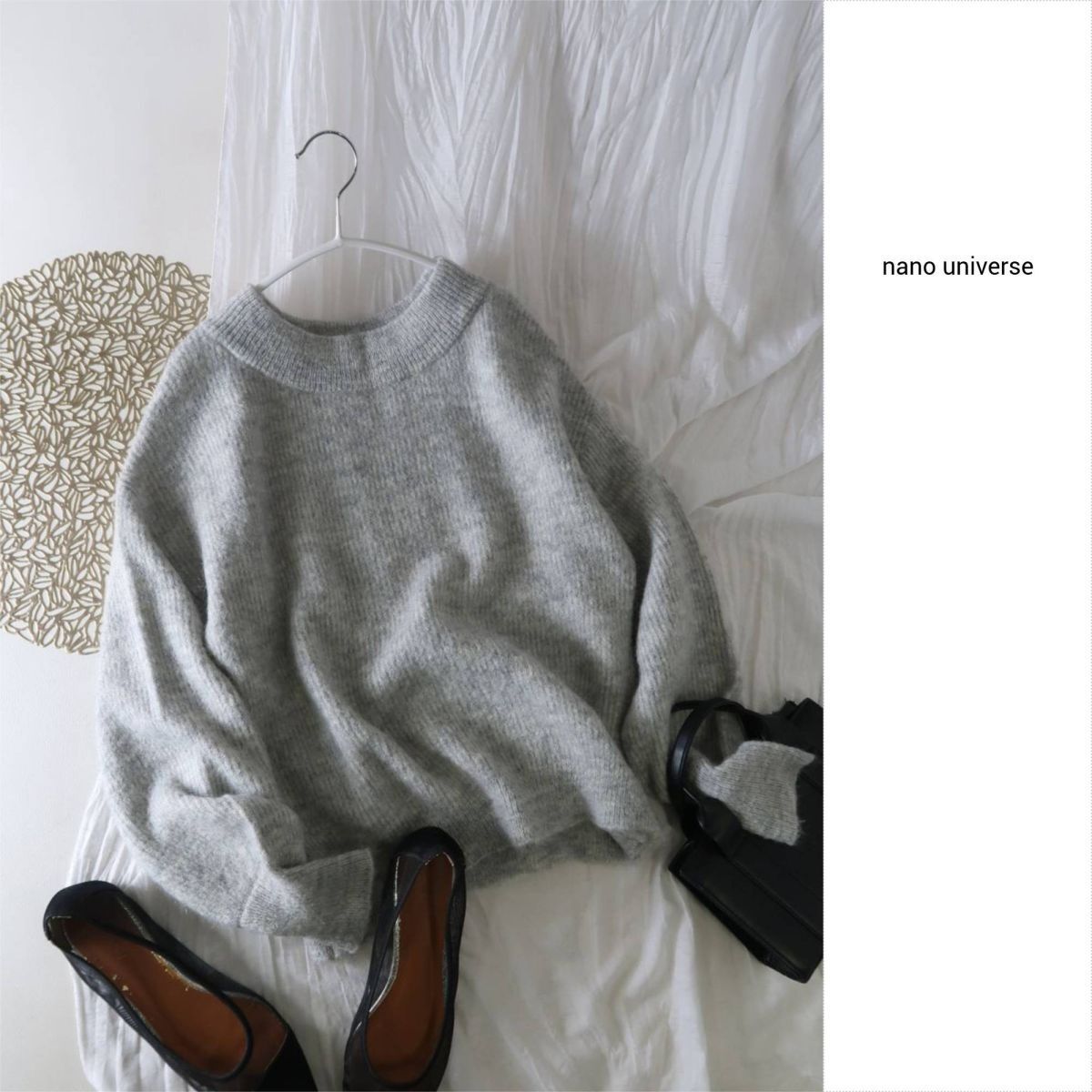 ナノ ユニバース nano universe☆モヘヤ混 ボリュームスリーブニット Fサイズ☆E-M 5862拍卖