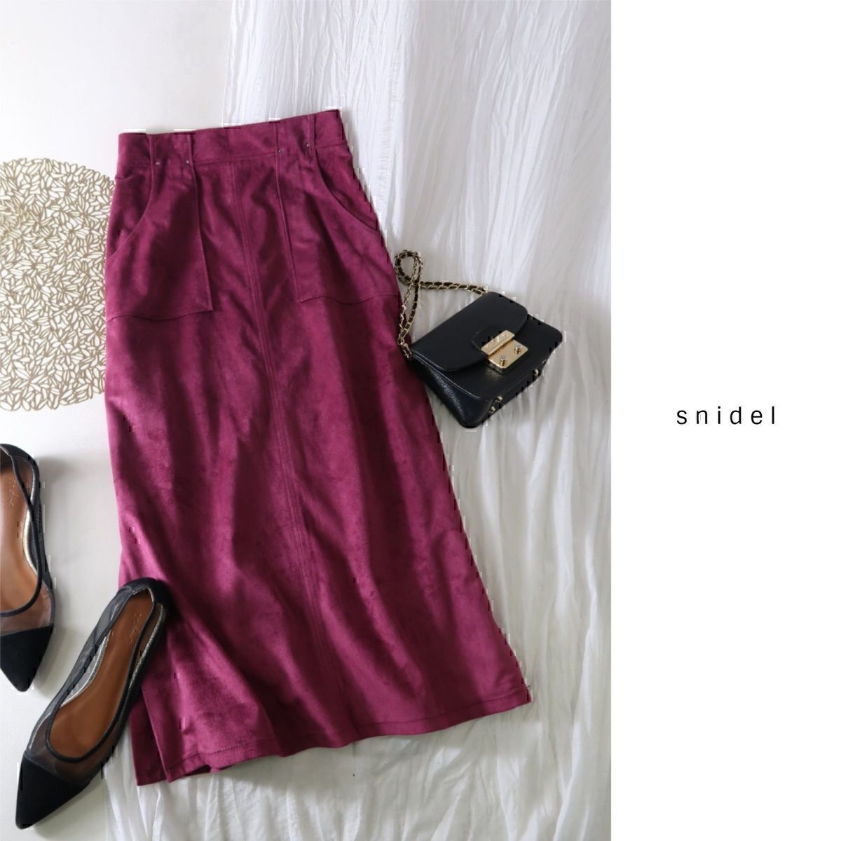 1.3万☆スナイデル snidel☆ミドルスエードスカート 1サイズ☆M-B 6203拍卖