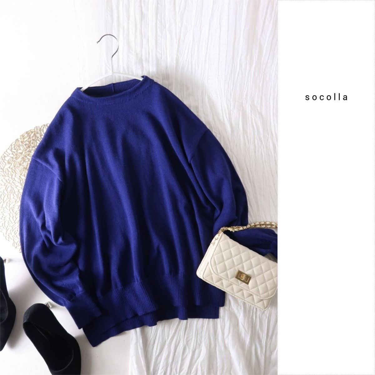 2022AW☆メイソングレイ/ソコラ socolla☆洗える 抗菌ニットボトルネックプルオーバー 2サイズ☆E-M 5673拍卖