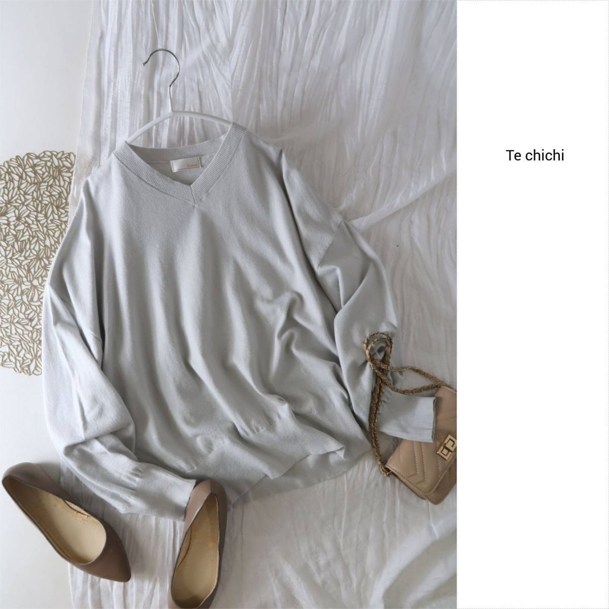 テチチ Te chichi☆洗える 12G Vネックドルマンニット Fサイズ☆M-B 5574拍卖