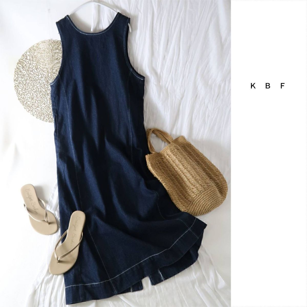 ケービーエフ KBF/アーバンリサーチ☆洗える 綿100% マルチWAYデニムワンピース☆M-B 4164拍卖