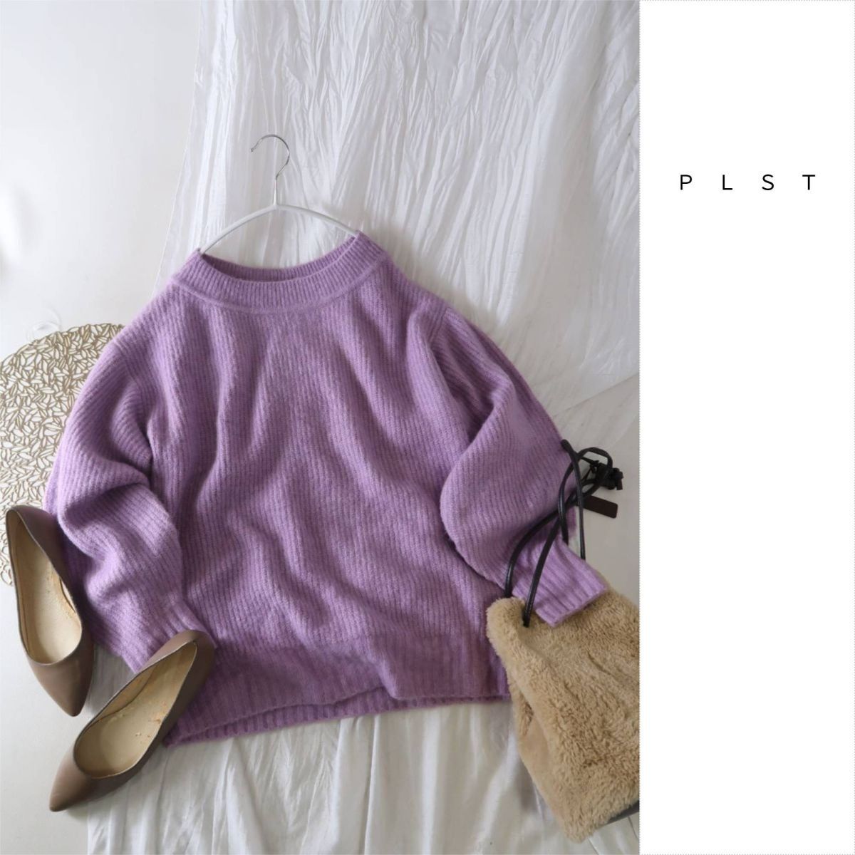 新品☆プラステ PLST☆洗える アルパカブレンド ボートネックニット Mサイズ☆A-O 6133拍卖