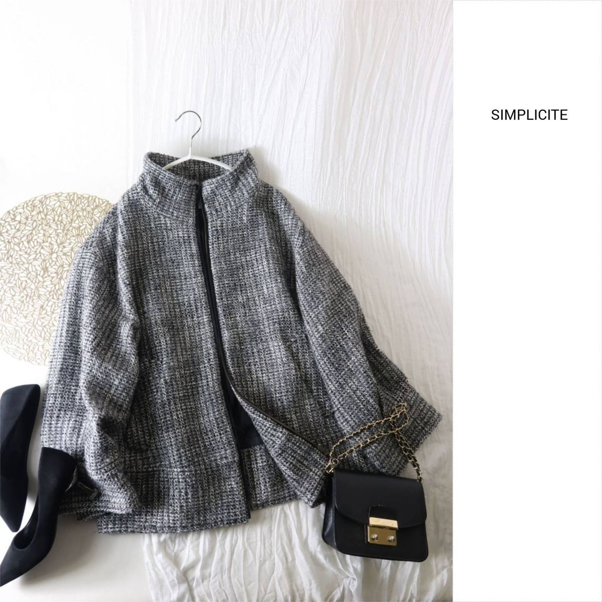 1.8万☆2023AW☆イエナ/シンプリシテェ SIMPLICITE☆ツイードオーバーブルゾンコート☆M-B 6280拍卖