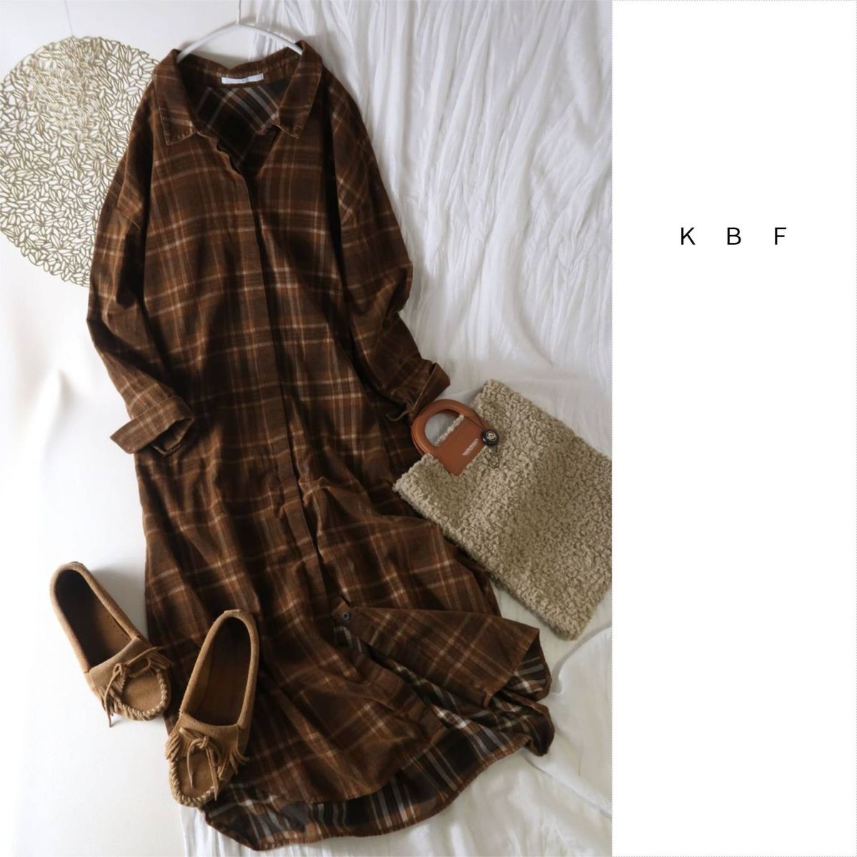 ケービーエフ KBF/アーバンリサーチ☆洗える チェックシャツワンピース☆R-O 6333拍卖